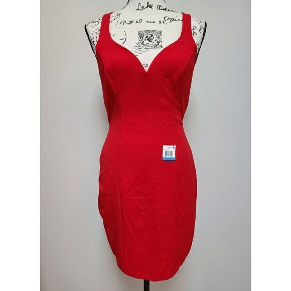 ❤ NWT B. Darlin Strappy V-Neck Sexy Back Clubwear Party Red Hot Dress SIZE M - Picture 7 of 15